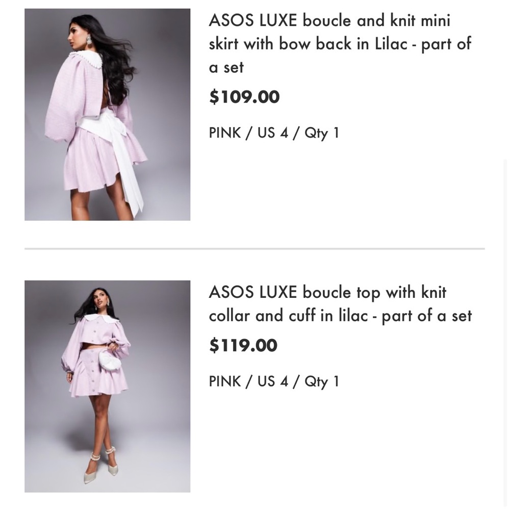 ASOS LUXE Pink Boucle and Knit Mini Skirt